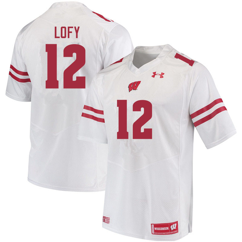 Men #12 Max Lofy Wisconsin Badgers College Football Jerseys Sale-White